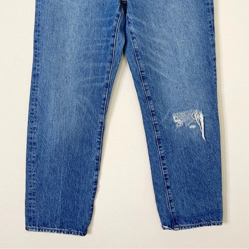 Madewell Classic Straight Jeans in Jade Wash: Knee-Rip Edition J7951 Size 27 - Picture 6 of 15